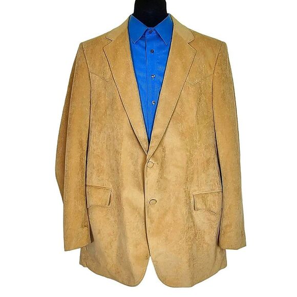 Vintage Alfred Big & Tall Southwestern Tan Suede Blazer Size 42* - Picture 1 of 9